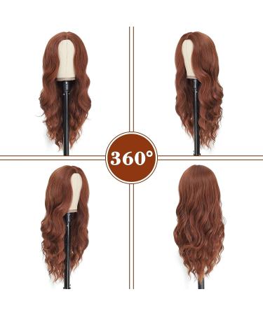 Porsmeer Copper Red Wavy Natural Art Hair Wig for Women | Middle Parting Cosplay & Party Wig - Perfect for Costumes & Daily Wear - Buy Online on GoSupps.com