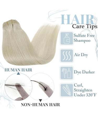 Runature 22-Inch Clip-In Real Hair Extensions - White Blonde Remy Hair 120g 55cm 7 Pieces #800 - Buy Online on GoSupps.com