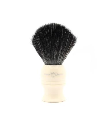 Edwin Jagger 1EJ337SYN Classic Black Synthetic Fibre Eco-Friendly Vegan Exfoliating Shaving Brush for Shaving Cream or Shaving Soap for Men and Women (Imitation Ivory)