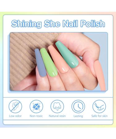 Shining She Gel Nail Polish Set - 6 Colours Cyan, Green, Blue, Coral, Pastel - Soak-Off UV/LED Manicure Gift for Women - 8ML - Buy Online on GoSupps.com