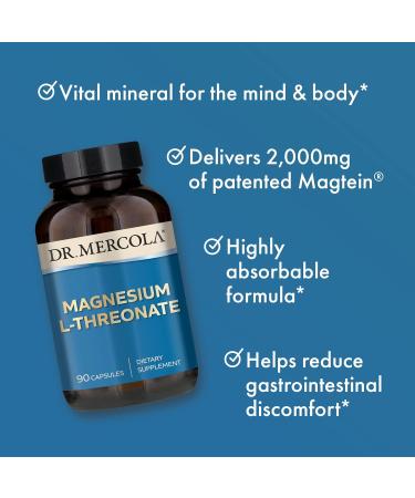 Dr. Mercola Magnesium L-Threonate & Calcium with D3 & K2 30 Servings - Bone Health Dietary Supplement | Non-GMO - Buy Online on GoSupps.com
