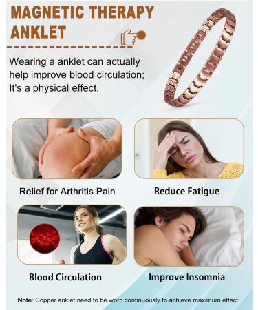 EnerCoppeX Copper Ankle Bracelet for Women Magnetic Pure Solid 99.99% Copper Lymph Detox Anklet 3500 Gauss Effective Magnet (CAC-0001W) - Buy Online on GoSupps.com