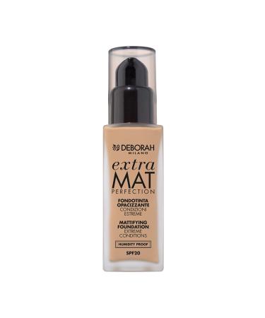 Deborah Milano Perfection Extra Matte Liquid Foundation SPF 20, 3.3 Gold, Long-Lasting Matte Effect, Moisturizing and Mattifying Formula with High Coverage Transfer, Gives Uniformed Skin, 30 ml