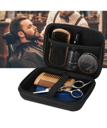 Beard Trimming Kit Mustache Care Set Beard Grooming Kit for men 7 pieces beard oil + balm + beard scissors + beard brush + beard comb + toiletry bag The Premium Men's beard care set ideal as a gift