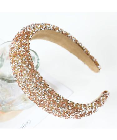 Women's Hair Band Shiny Rhinestone Gold Hairband with Gems Wide Hair Bands Sweet and Elegant Hair Accessories for Daily Life Parties Shows Photography - Buy Online on GoSupps.com
