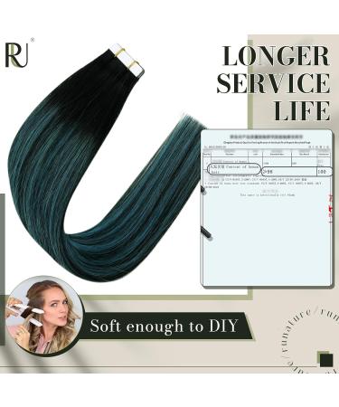 Runature Tape In Extensions | Real Hair Black & Teal 35cm | 20 Pieces 40g | Invisible Tape Hair Extensions - Buy Online on GoSupps.com