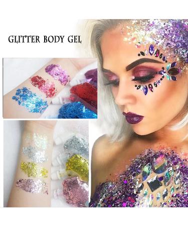 16 Color Sequins Glitter Gel - Long Lasting Festival Makeup for Women - Silver Chunky Glitter for Body, Face, Hair, Eyes - Easy to Apply & Clean - Buy Online on GoSupps.com