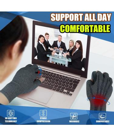 2 Pairs Fingerless Arthritis Gloves for Men & Women | Pain Relief for Carpal Tunnel Rheumatoid & Osteoarthritis - Support for Typing (Small Black1+Pure Black1 - Buy Online on GoSupps.com