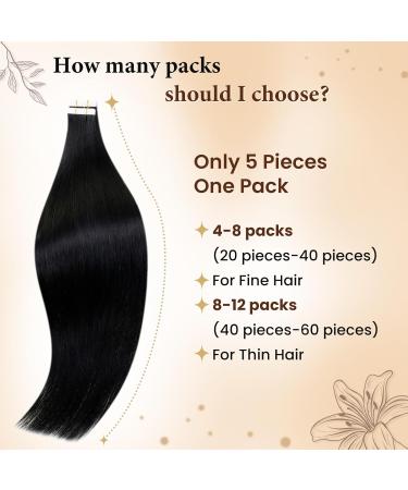 Buy Hetto 20 Inch Real Hair Tape Extensions - Black Remy Hair | 5pcs 50cm #1 Pitch Black - Buy Online on GoSupps.com