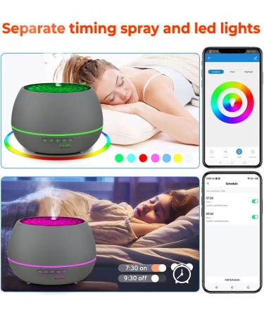 Smart Aroma Diffuser with App & Alexa Control | 500ml Essential Oil Humidifier | 7 Color LED Timer Waterless Auto-Off Ultra Quiet - Cement Gray - Buy Online on GoSupps.com