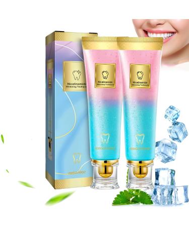 2Pcs Niacinamide Whitening Toothpaste Niacinamide Toothpaste Intensive Whitens Teeth Fresh Breath & Protects Tooth Enamel Deep Cleaning Care for Sensitive Teeth White 6.68 Fl Oz (Pack of 1)