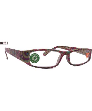 Florence Premium Reading Glasses - High End Rectangular Readers +1.25 to +3.00 Magnification - Stylish Paisley Pink - Shop Now - Buy Online on GoSupps.com