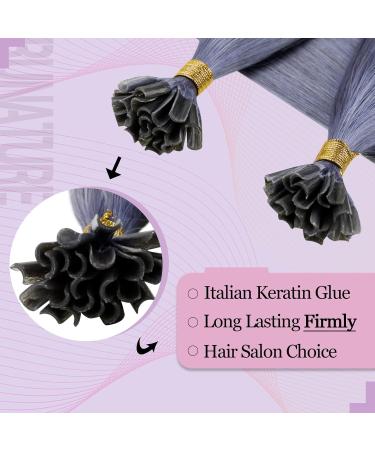 Runature Light Blue Real Hair Extensions 45cm - Remy U-Tip Keratin 25 Strands (25g) - Premium Quality U-Tip Extensions #Hellblau #LightBlue - Buy Online on GoSupps.com