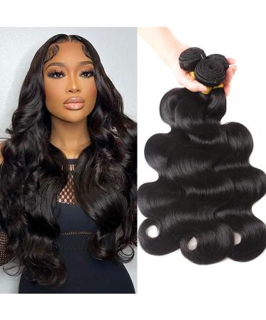 Tasumla 12A Human Hair Bundles 16 18 20 Inch Body Wave 3 Bundles Human Hair 100% Unprocessed Brazilian Virgin Hair Bundles Deals Human Hair Weft Weave Bundles Human Hair Extension Natural Color