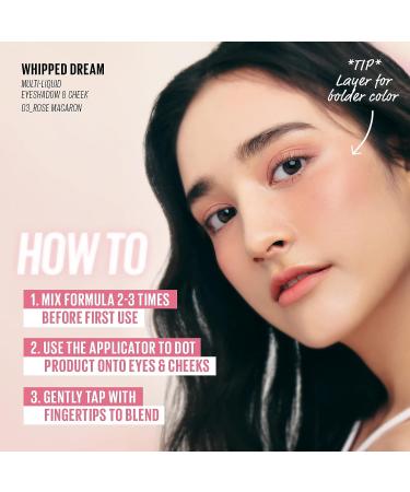 Kaja Whipped Dream Liquid Eyeshadow & Blush - Rose Macaron 0.17 Oz | Cotton Seed Oil | Buildable & Blendable | Airy Semi-matte Finish - Buy Online on GoSupps.com