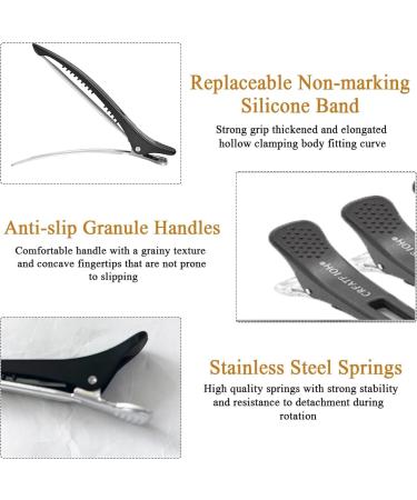 Professional Hair Clips for Styling Sectioning Non Slip No-Trace Duck Billed Hair Clips with Silicone Band Salon and Home Hair Cutting Clips for Women Men 6 White - Buy Online on GoSupps.com