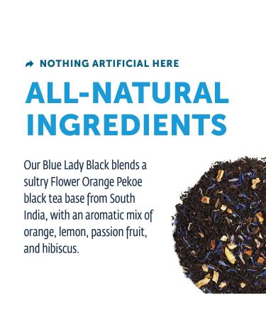 Zest Tea Blue Lady Black Tea - High Caffeine Energy Blend | 135mg per Serving | Keto-Friendly | 15 Sachets - Buy Online on GoSupps.com