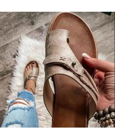 Buy Summer Orthopedic Sandals for Women - Leather Bunion Correction Flip Flops & Comfy Flat Ring Toe Shoes - Buy Online on GoSupps.com