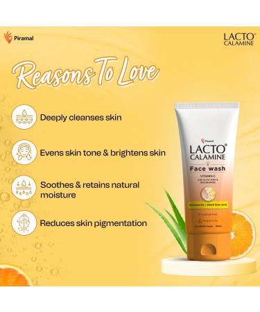 Lact'o Calamin'e Vitamin C Face Wash | Pack of 1 x 100ml | Aloe Vera & Niacinamide Face Wash for Glowing Skin | Facewash that Exfoliates Skin & Reduces Pigmentation | No Parabens No Sulphates - Buy Online on GoSupps.com