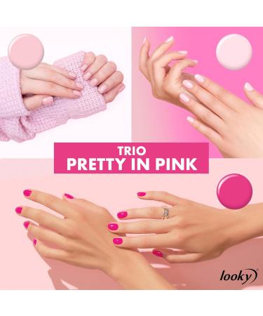 Looky 3-in-1 Gel Nail Polish 3 Pack Pretty in Pink trio #104 Marilyne #023 Kate #055 Eva Combined Base Color Top Coat Salon Quality Manicure at Home DIY Easy Application Nail Lacquer Enamel Quick UV LED Curing Long Lasting Color 3 x 15ml 45 ml (Pack of 1) - Buy Online on GoSupps.com