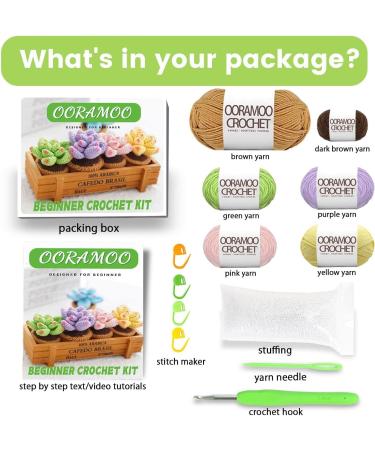 4Pcs Succulents Crochet Kit for Beginners - Complete Adult Crocheting Starter Set with Video Tutorials - Buy Online on GoSupps.com
