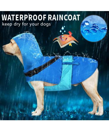 Buy Mosucoirl Waterproof Dog Coat with Hood & Reflective Design - Perfect for Small & Medium Dogs - XL Blue - Windproof & Durable Rain Jacket - Buy Online on GoSupps.com