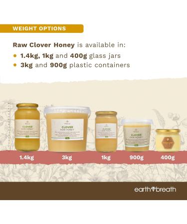 Earthbreath Clover Raw Honey - 1kg - Pure Unpasteurised and Unfiltered - Natural Sweetener for Cooking Coffee Tea Juice Drinks Food - Buy Online on GoSupps.com