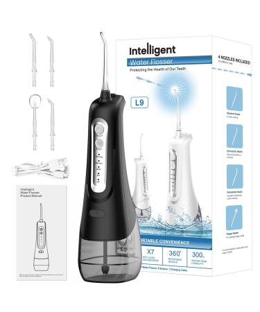 Mouth shower wireless 4 cleaning modes 4 jet tips IPX7 waterproof and USB rechargeable electrical tooth cleaner for trip and homful orthodontic dental care black