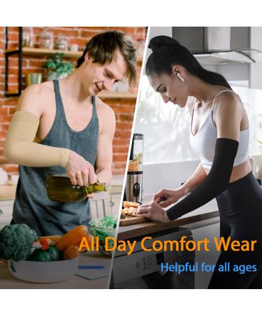 Normers 20-30 mmHg Graduated Compression Arm Sleeve - Full Arm Support with Silicone Band for Men & Women - Arthritis, Swelling, Bursitis, DVT Relief - Beige XL - Buy Online on GoSupps.com