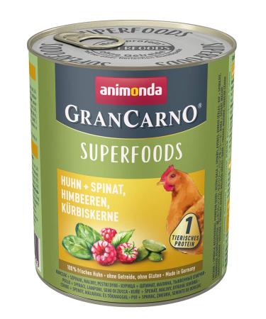 Animonda gran carno adult superfoods dog food wet food for adult dogs chicken + spinach raspberries pumpkin seeds 6 x 800 g 6 Pack (6 x 0.8 kilograms) chicken + spinach raspberries pumpkin seeds 800 g (6 Pack)