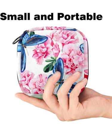Shop Stylish Storage Bags for Women's Bandages - Blue Butterflies & Pink Floral | Large Menstrual Cup Cylinder with Zip | Ideal for Tampons & Period Inserts - Buy Online on GoSupps.com