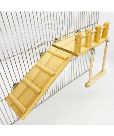 Parrot Climbing Ladder Playground with Swing & Stand - Bird Cage Chew Toy Set for Small Birds & Hamsters - Buy Online on GoSupps.com