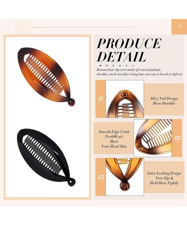 4-Piece Banana Hair Clips for Women - Retro Fishtail Hair Comb Grips (2 Styles) - Buy Online on GoSupps.com