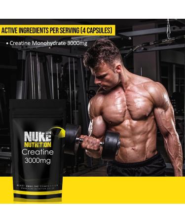 Nuke Nutrition Creatine Tablets 3000mg - Pure Creatine Monohydrate - 180 Tablets - Muscle Mass & Strength Boost - Pre Workout for Men & Women - Energy & Performance - 180 Count - Buy Online on GoSupps.com