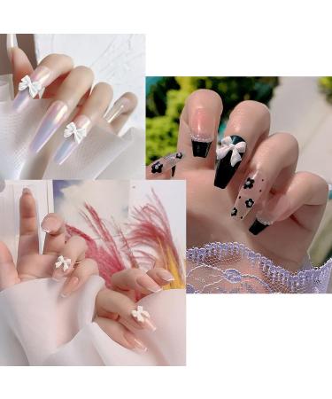 CGBE Butterfly Bow Pearl 3D Nail Charms for Nail Art Decoration - Black and White Bow-knot Design - Buy Online on GoSupps.com