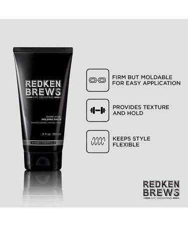 Redken Brews Molding Paste for Men - High Hold  Natural Finish  5 Fl. Oz - All Hair Types - Buy Online on GoSupps.com