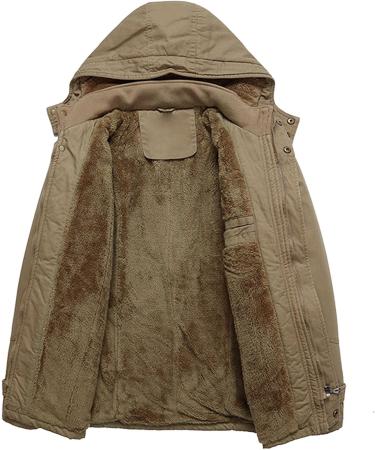Hanxiulin Men's Oversized Plush Hoodie Jacket - Warm Reversible Winter Coat - Lightweight Khaki Outdoor Jacket XXL - Buy Online on GoSupps.com