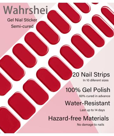 Wahrshei Red Nail Foils - 20 Self-Adhesive Gel Nail Stickers | UV Gel Nail Wraps for Stunning Red Nail Art - Buy Online on GoSupps.com