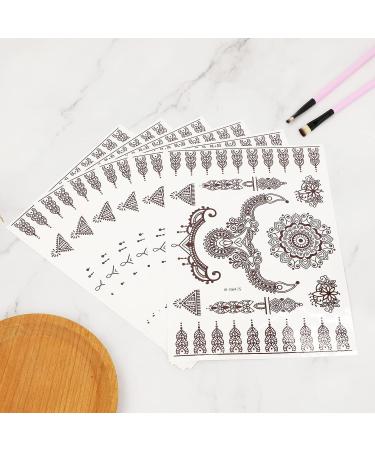 Brown Henna Temporary Tattoo Stickers - 6 Sheets for Women - Waterproof and Removable Fake Tattoos - DIY Body Art for Face, Arms, Legs - Sexy Lace Design - Buy Online on GoSupps.com