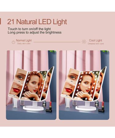 Lighted Makeup Mirror with 2X 3X 10X Magnification - Touch Control Trifold Vanity Mirror - Portable LED - Dual Power Supply - Ideal Women's Gift (White+10X) - Buy Online on GoSupps.com