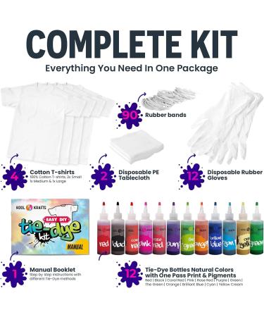 Tie Dye Kit with 12 Large Colors for Kids and Adults - Includes 4 T-Shirts - Perfect for Parties and Large Groups - Buy Online on GoSupps.com