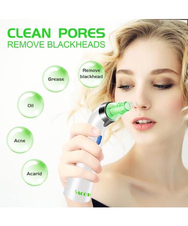 Pore Vacuum Blackhead Remover Cleanser | 5 Power Electric Extractor Tool for Women & Men | 4 Probes | Green - Buy Online on GoSupps.com