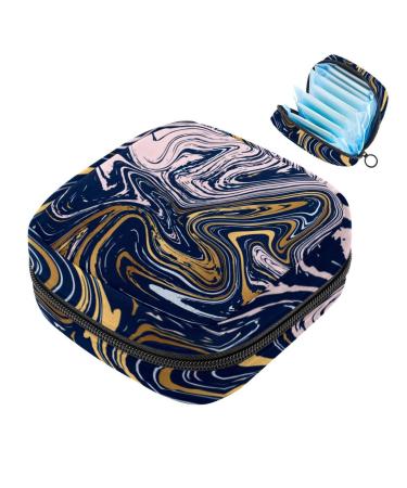 Storage bags for women's bandages aesthetic abstract marble blue portable menstrual pad pocket panty liners tampons women's bandages storage holder for women school office multicolored
