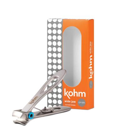 KOHM Nail Clippers for Thick Nails - Heavy Duty, Wide Mouth Professional Fingernail and Toenail Clippers for Men, Women & Seniors, Silver Curved-silver