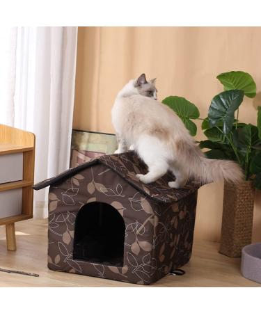 Outdoor Cat House for Feral Cats & Dogs | Waterproof Medium Brown Shelter with Support Rod - Buy Online on GoSupps.com