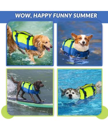 SlowTon Dog Life Jackets Enhanced Buoyancy Adjustable Neoprene Pet Float Lifejacket Aid with Reflective Rescue Handle Dogs Safety Swim Lifesaver Vests for Surfing Boating Pool Beach Sea S Yellow - Buy Online on GoSupps.com