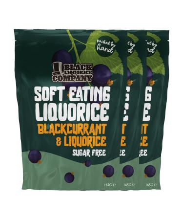 Black Liquorice Company - Soft Eating Sugar Free Blackcurrent Liquorice 3 x 165g