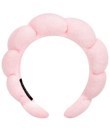 Zkptops Spa Headband for Washing Face Sponge Makeup Skincare Headband Padded Soft Hairband for Women Girls Fashion Hair Hoop Christmas Gifts Headwear Non Slip Thick Thin Hair Accessory (Pink)