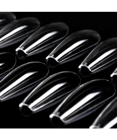 Rstyle 288 Nail Tips - 10 Sizes Transparent Full Cover Almond Gel Tips for UV Nail Polish | Long Ballerina Dark Red - Buy Online on GoSupps.com