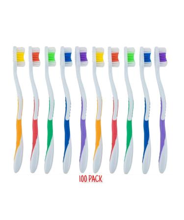 Millennium Bulk Individually Wrapped Standard Medium Bristle Toothbrushes for Travel Hotel Guests Disposable use and More (100 Pack) 10 Count (Pack of 10)